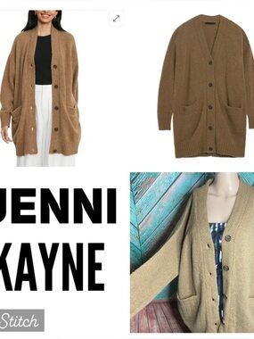 Jenni Kayne Oversized Cottage Alpaca Blend Button Front Camel Cardigan